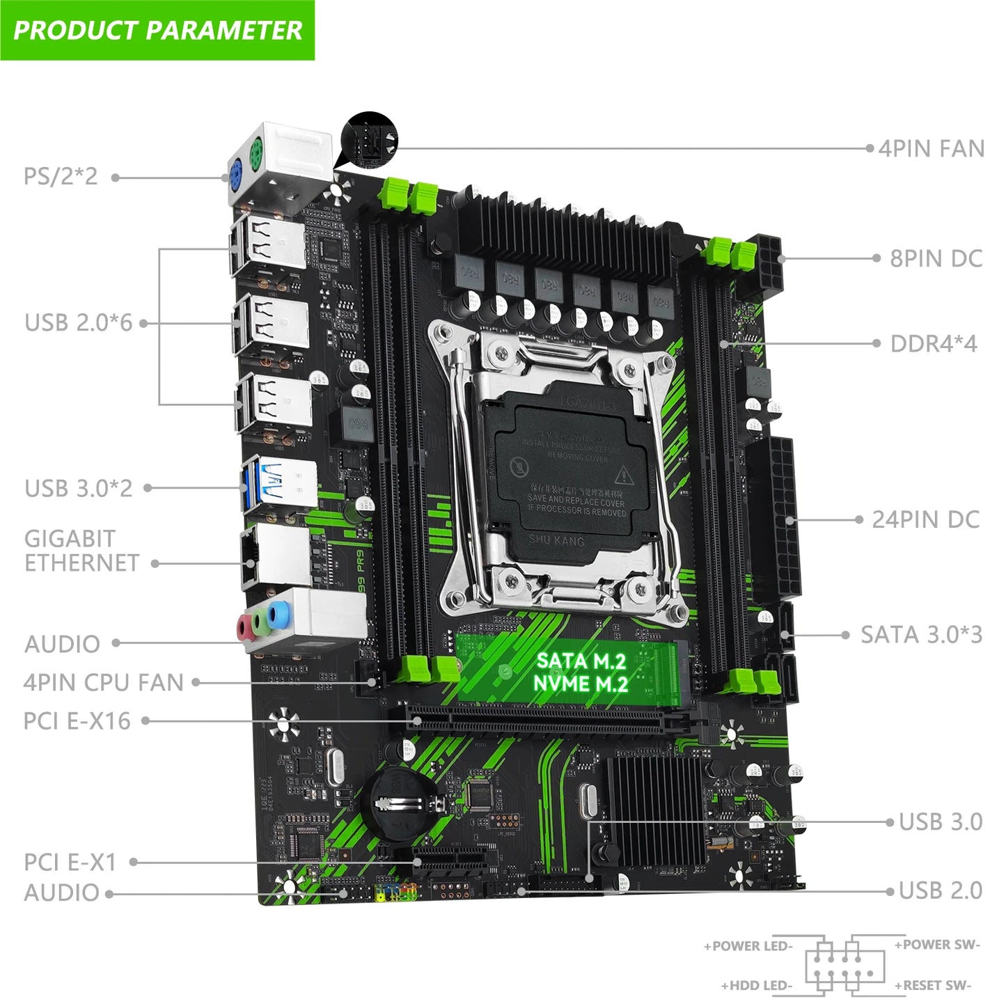 MACHINIST X99 PR9 motherboard supports Intel Xeon E5 2650 2680 2697 V4 LGA 2011-3 CPUs DDR4 memory and NVMe SATA M.2 M-ATX