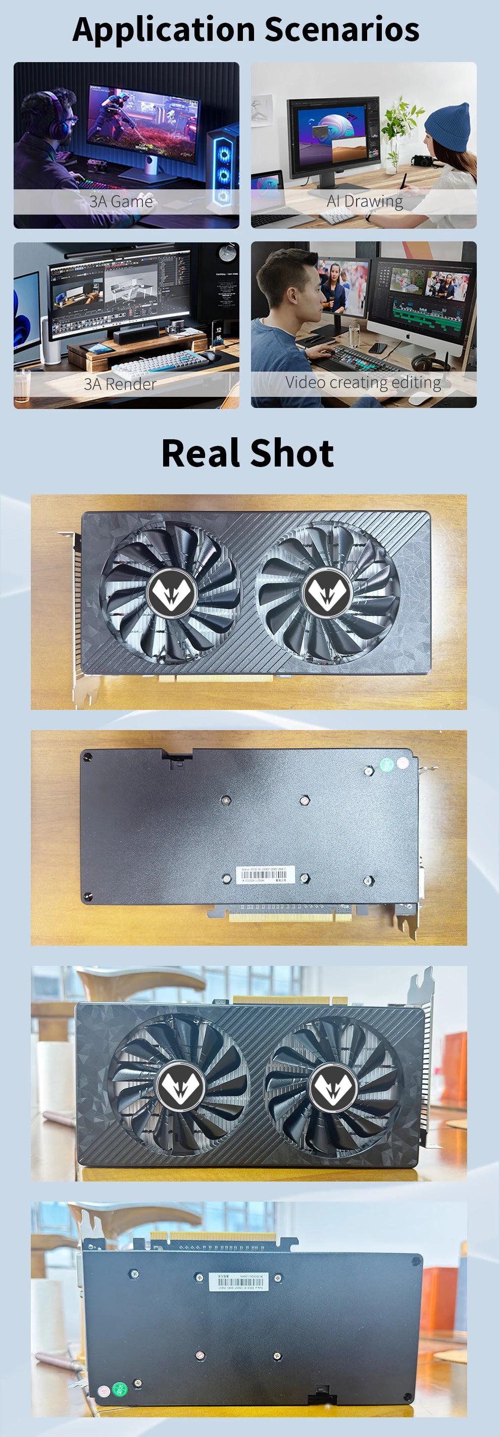 SOYO AMD RX590 GME 8G Graphics Card GDDR5 256Bit Memory Gaming Video Card rx590gme HDMI+DP+DVI Interface Desktop Computer GPU