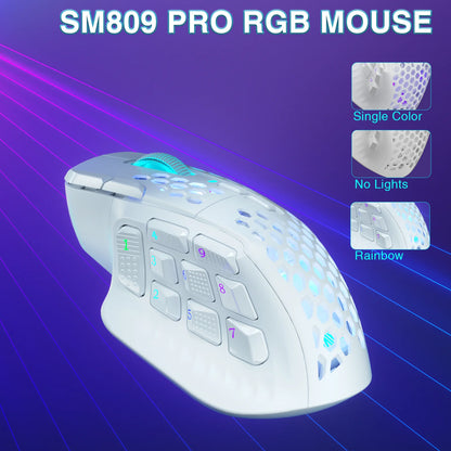 SOLAKAKA SM809 Pro Wireless MMO Gaming Mouse 16 Buttons 24000 DPI Wireles Mouse Ergonomic PAW3311 Sensor