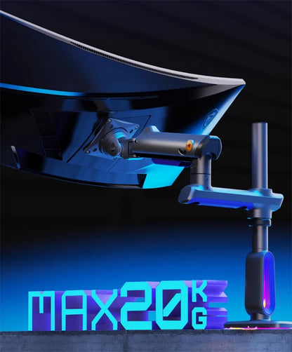 NB F7 E7 Gaming Monitor Arm 32-60 Inch Curved Arc Screen Desktop 2-20kgs Ultra Wide Monitor Holder Mount with RGB Light