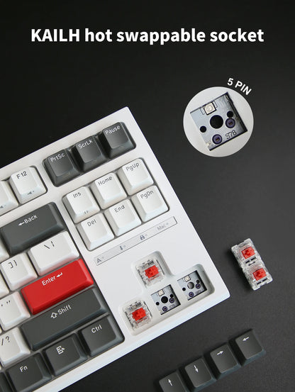 RK R87 Brazilian Portuguese Mechanical Keyboard 87 Keys RGB Backlit Hot-Swappable Gaming Keyboard PBT Keycaps RK ROYAL KLUDGE