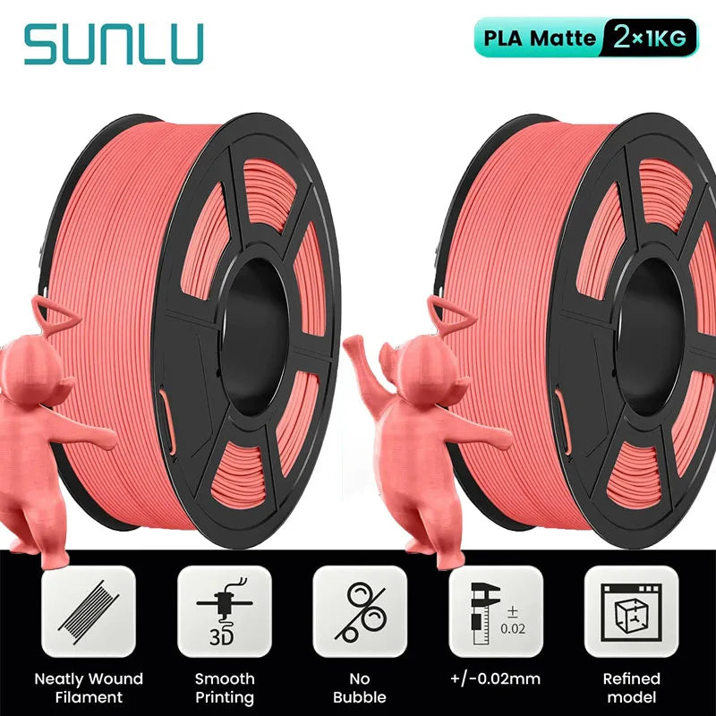 SUNLU Mix-Color 2Roll PLA/PLA Matte/Clear Filament 1.75mm 1kg Spool (2.2lbs) Neatly Wound Filament Fit Most FDM Printer