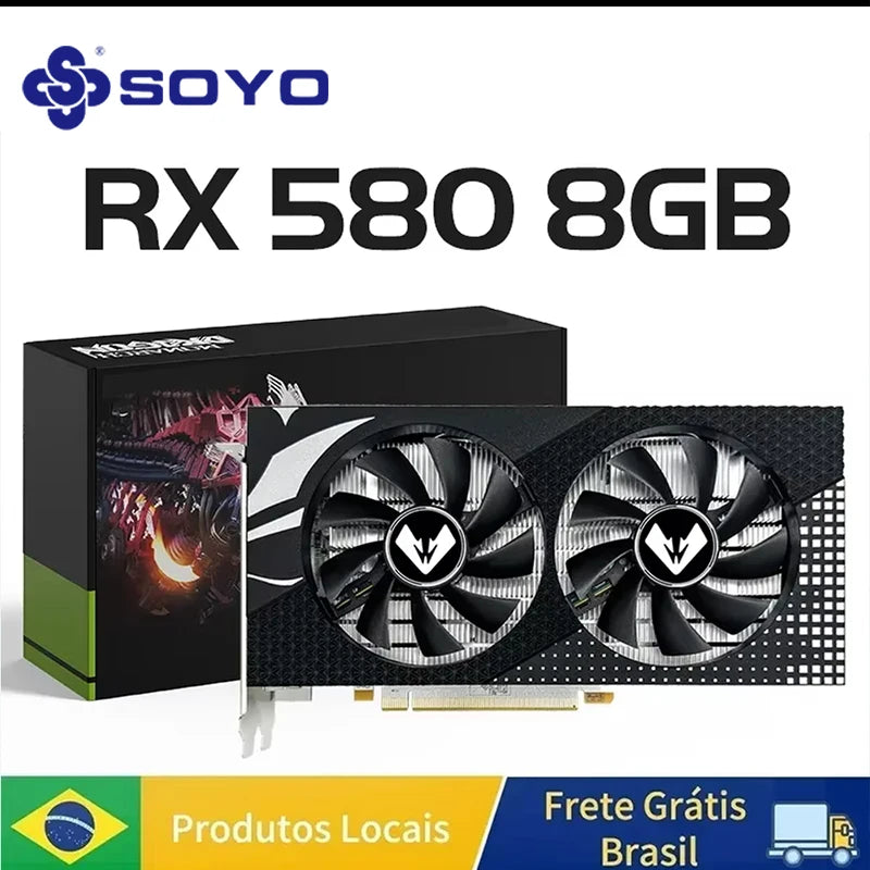 SOYO Graphics Cards AMD Radeon RX580 2048SP 8G GDDR5 256bit DVI DP Video Gaming Card Desktop Computer components GPU RX 580