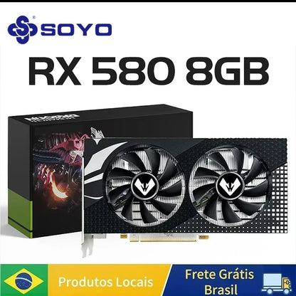 SOYO Graphics Cards AMD Radeon RX580 2048SP 8G GDDR5 256bit DVI DP Video Gaming Card Desktop Computer components GPU RX 580