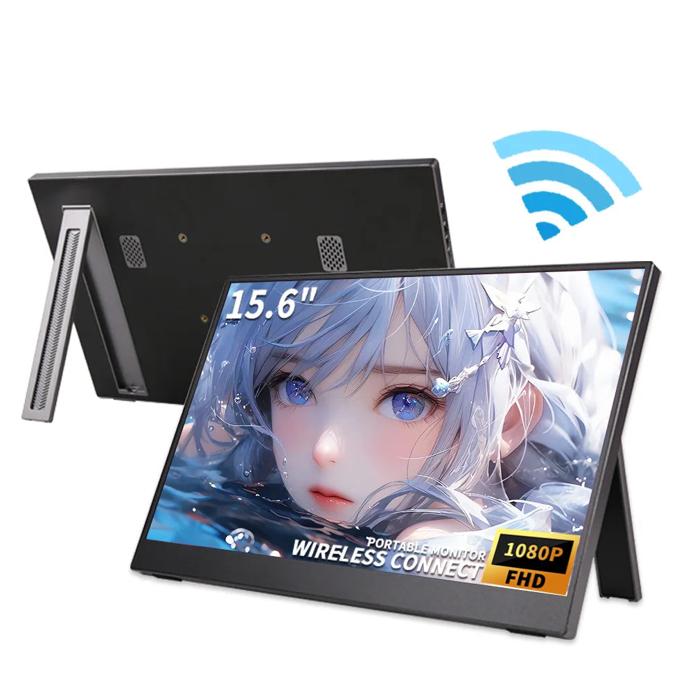 Wireless Portable Monitor 15.6 Inch 1080P FHD Ultra Slim Display WiFi