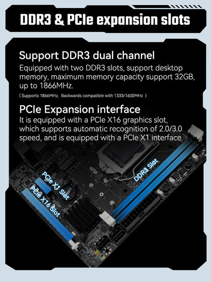 MACHINIST H61 Motherboard M.2 NVME PCIEx16 DVI Supports Dual-channel DDR3 RAM Intel Core 2/3 Gen CPU LGA1155 for Desktop PC