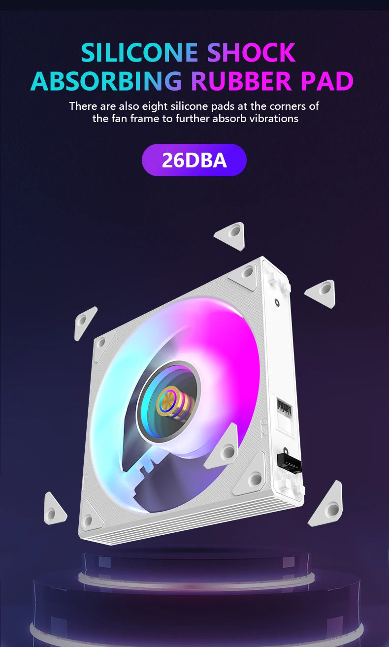 Wovibo Wireless Splicing 120mm Uni Fan Cabless Cooling Fans Cooler PWM 4PIN 5V ARGB RGB PC Computer Case Fans 12cm