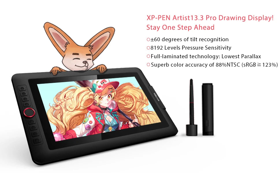XPPen Artist 13.3 Pro V2 Graphics Tablet Drawing Monitor 13.3" Pen Display Animation Art Design Battery-free Stylus 16K Levels