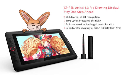 XPPen Artist 13.3 Pro V2 Graphics Tablet Drawing Monitor 13.3" Pen Display Animation Art Design Battery-free Stylus 16K Levels