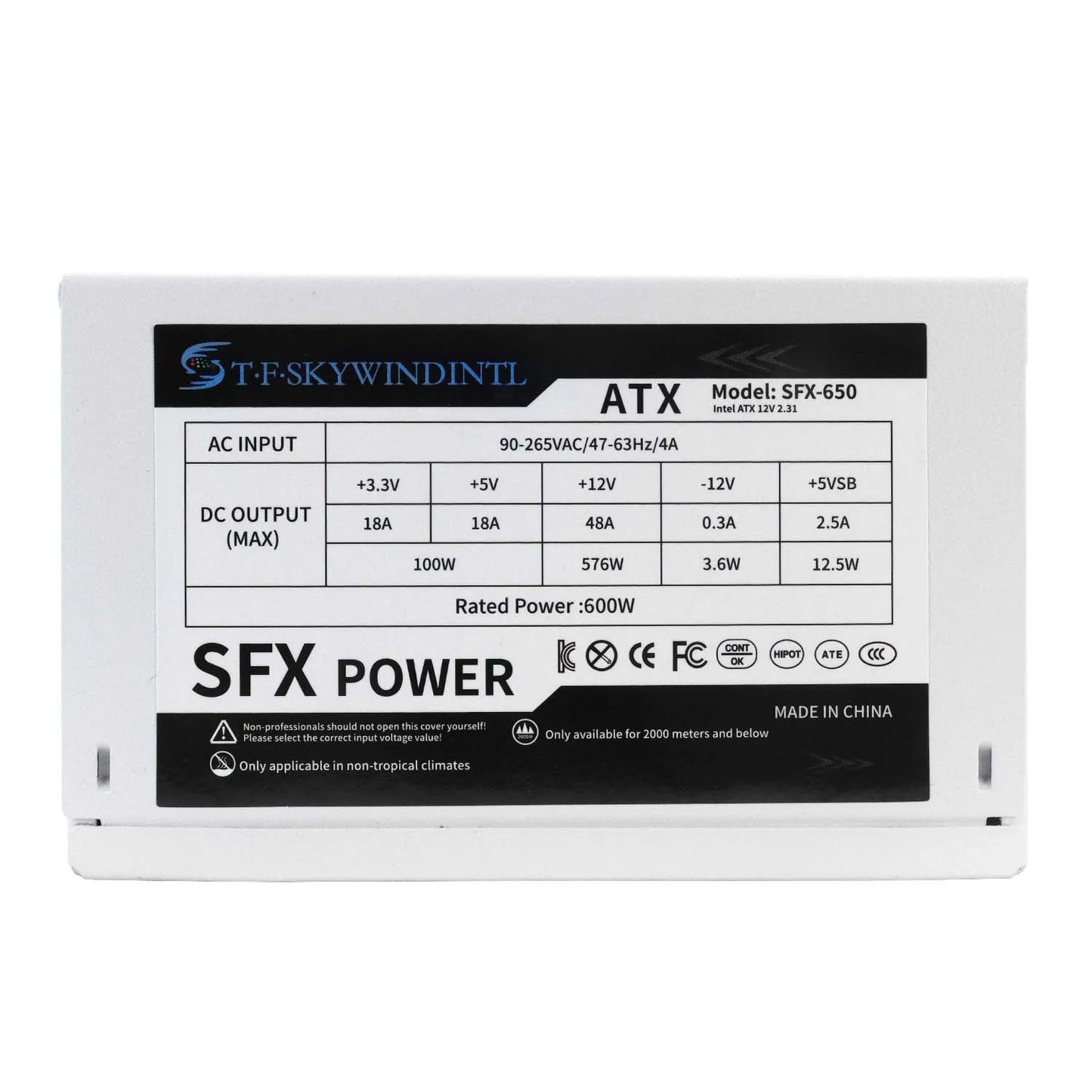 T.F.SKYWINDINTL 600W Mini ITX Solution/Micro ATX/SFX 600W Power Supply Full voltage 94V-264V SFX-T500 power Conversion rate 85%