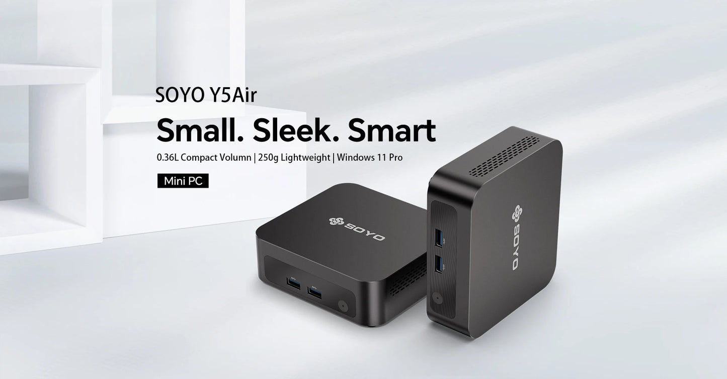 SOYO Mini PC Y5AIR Intel i5 4250U & Y5PLUS i7 4600U CPU 8G RAM 128G ROM VGA USB3.0 M.2 Win11Pro Desktop Computer WiFi BT4.2