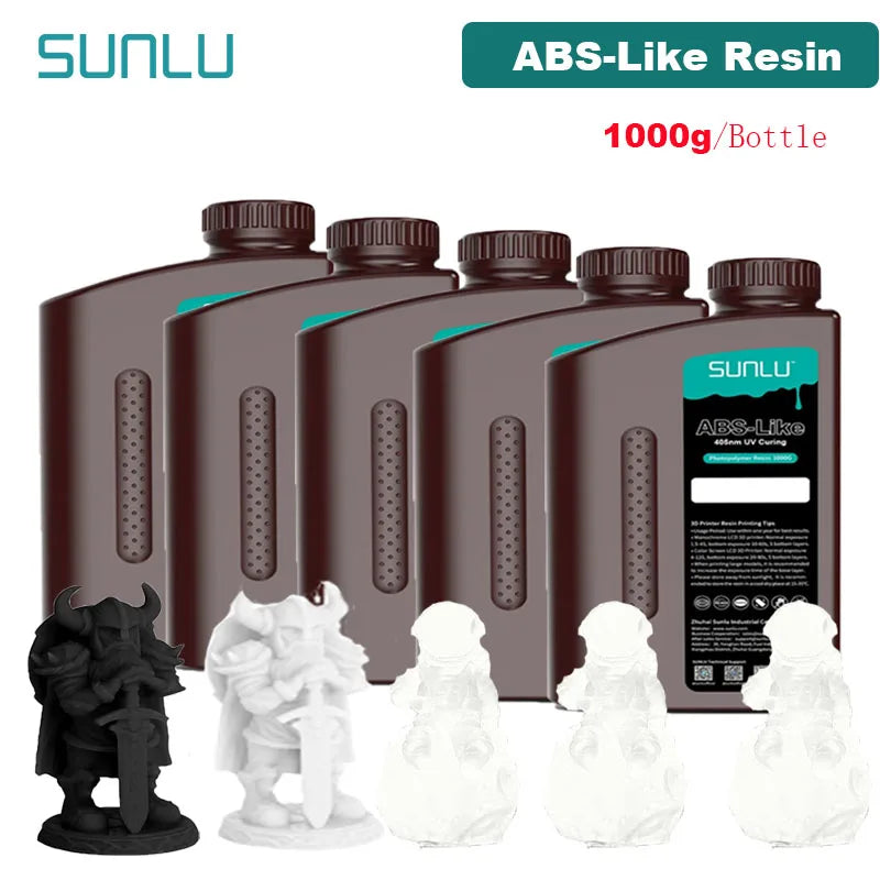 SUNLU 5KG ABS Like Resin 1000G/Bottle 405nm UV Curing Photopolymer Rapid 3D Resin for 2K 4K 6K 8K LCD/DLP/SLA 3D Printers