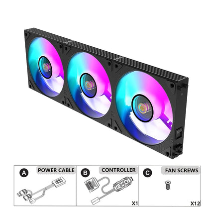 Wovibo Wireless Splicing 120mm Uni Fan Cabless Cooling Fans Cooler PWM 4PIN 5V ARGB RGB PC Computer Case Fans 12cm
