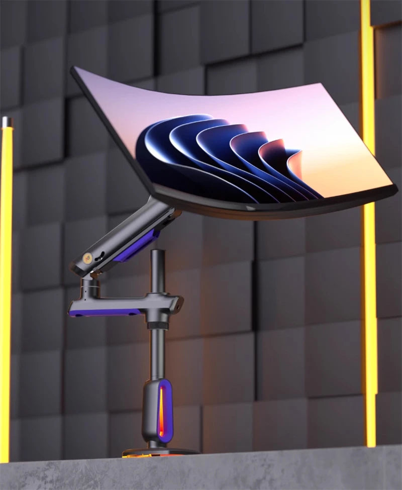 NB F7 E7 Gaming Monitor Arm 32-60 Inch Curved Arc Screen Desktop 2-20kgs Ultra Wide Monitor Holder Mount with RGB Light