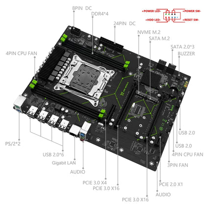 MACHINIST MR9A-H X99 Motherboard  Support Intel Xeon E5 V3 V4 LGA 2011-3 CPU and DDR4 RAM NVME M.2 Dual-channel USB3.0