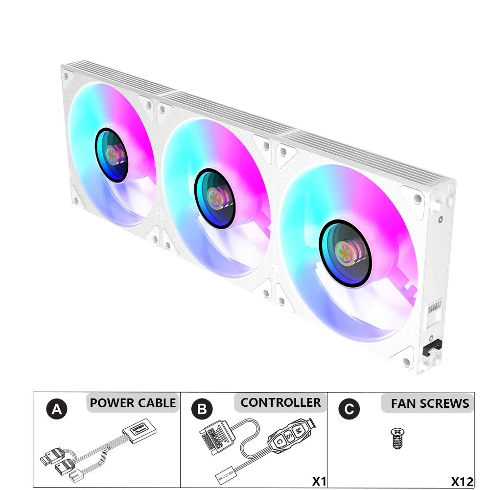 Wovibo Wireless Splicing 120mm Uni Fan Cabless Cooling Fans Cooler PWM 4PIN 5V ARGB RGB PC Computer Case Fans 12cm