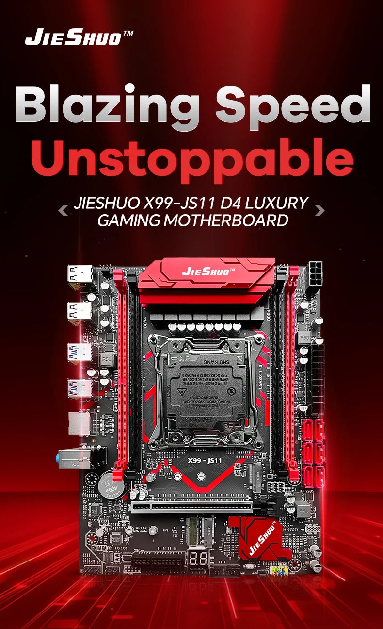 JIESHUO X99-JS11 Motherboard Set with Intel Xeon E5 2682 V4 CPU & Four-channel DDR4 16G  2133MHz RAM for Gaming Computer