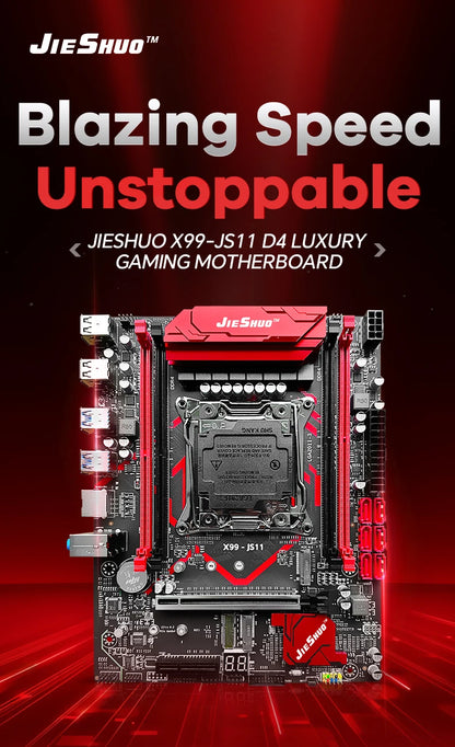 JIESHUO X99-JS11 Motherboard Set with Intel Xeon E5 2682 V4 CPU & Four-channel DDR4 16G  2133MHz RAM for Gaming Computer