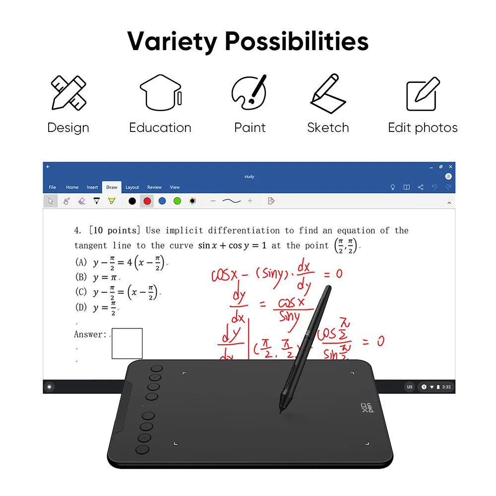 XPPen Deco 01 V3 Graphics Tablet 10*6 Inch for Web Conferencing Broadcasting Distance Learning Education Online Meeting Drawing
