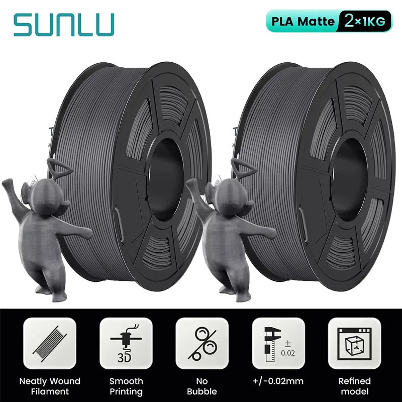 SUNLU Mix-Color 2Roll PLA/PLA Matte/Clear Filament 1.75mm 1kg Spool (2.2lbs) Neatly Wound Filament Fit Most FDM Printer