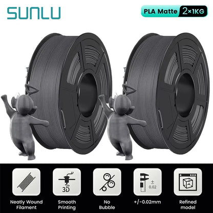 SUNLU Mix-Color 2Roll PLA/PLA Matte/Clear Filament 1.75mm 1kg Spool (2.2lbs) Neatly Wound Filament Fit Most FDM Printer