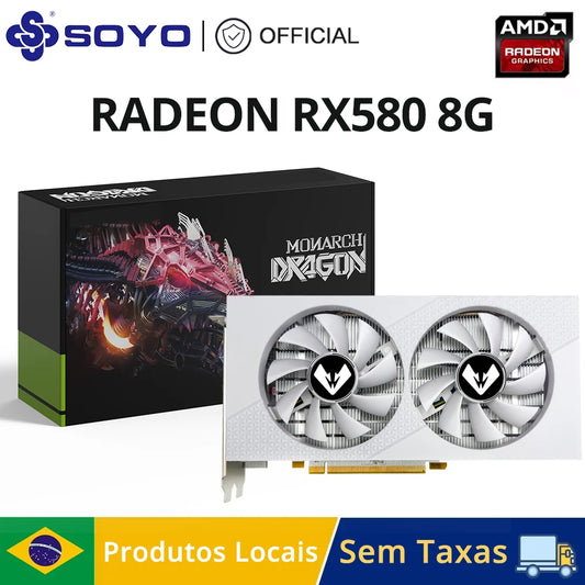 SOYO Radeon RX580 2048SP 8G Graphics Card GDDR5 Memory 256Bit AMD Gaming Video Card DP DVI Interface for Desktop Computers