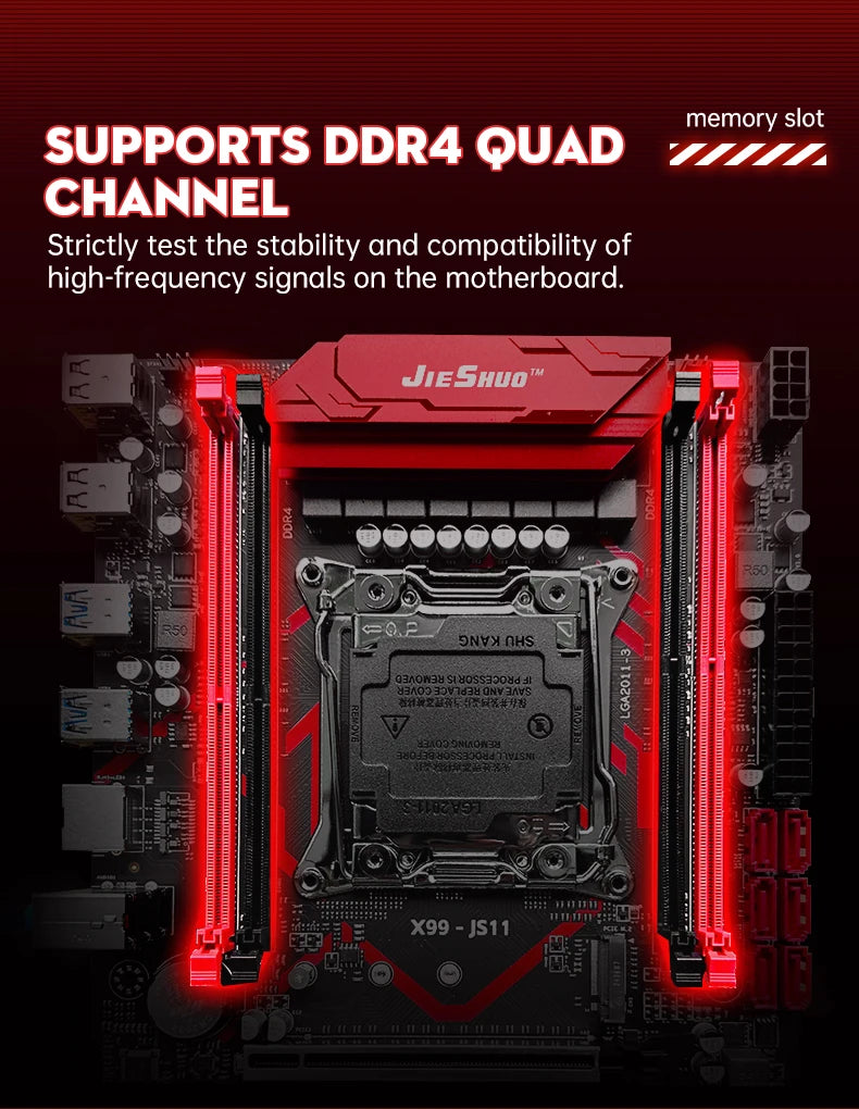 JIESHUO X99-JS11 Motherboard Set with Intel Xeon E5 2682 V4 CPU & Four-channel DDR4 16G  2133MHz RAM for Gaming Computer