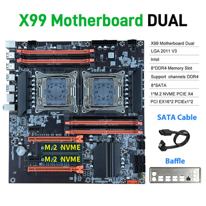 Brazil in Stock MLLSEPlaca-mãe X99 DUAL LGA 2011-3 CPU Socket C612 Mainboard DDR4 M.2 NVME Intel Xeon E Series Kit AI