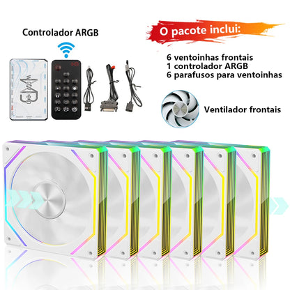 Wovibo PC Ventilador de Refrigeração para Computador 120mm ARGB Infinity Mirror PWM 4Pin 5V 3Pin Branco Preto 12cm Ventiladores