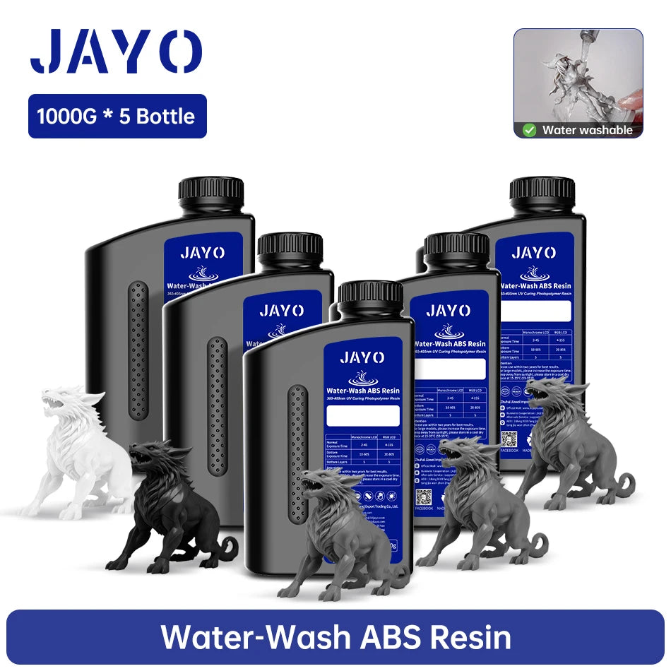 JAYO Water Washable Resin For 3D Printer 405nm UV Resin Water-Wash 3D Printer Resin For DLP LCD Printer 3D Printing Material