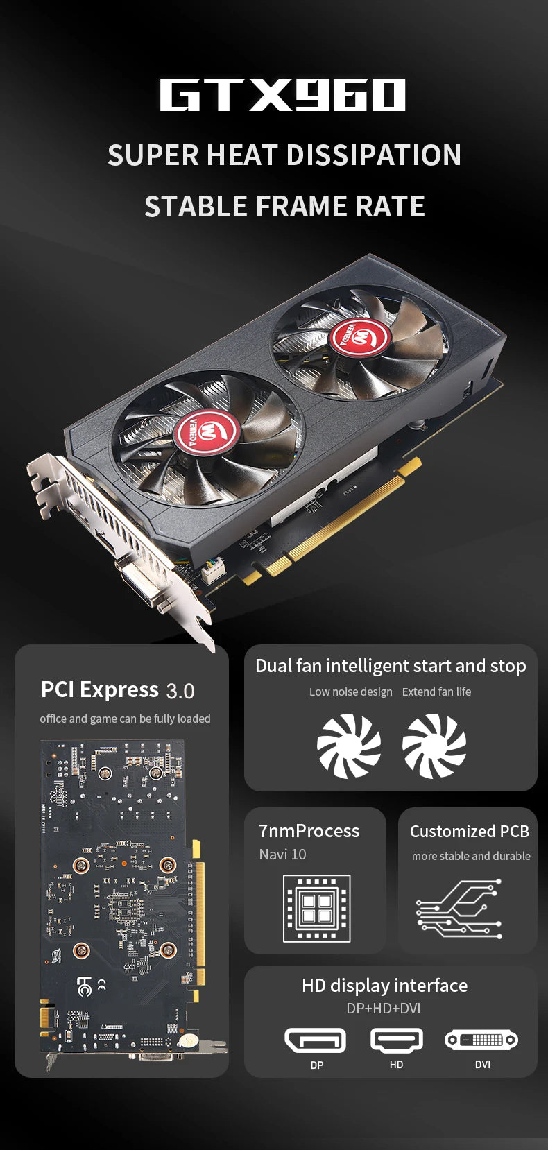 Veineda Video Card GTX 960  4GB 128Bit GDDR5  placa de video Graphics Cards placa grafica GTX960 display carddeo Card