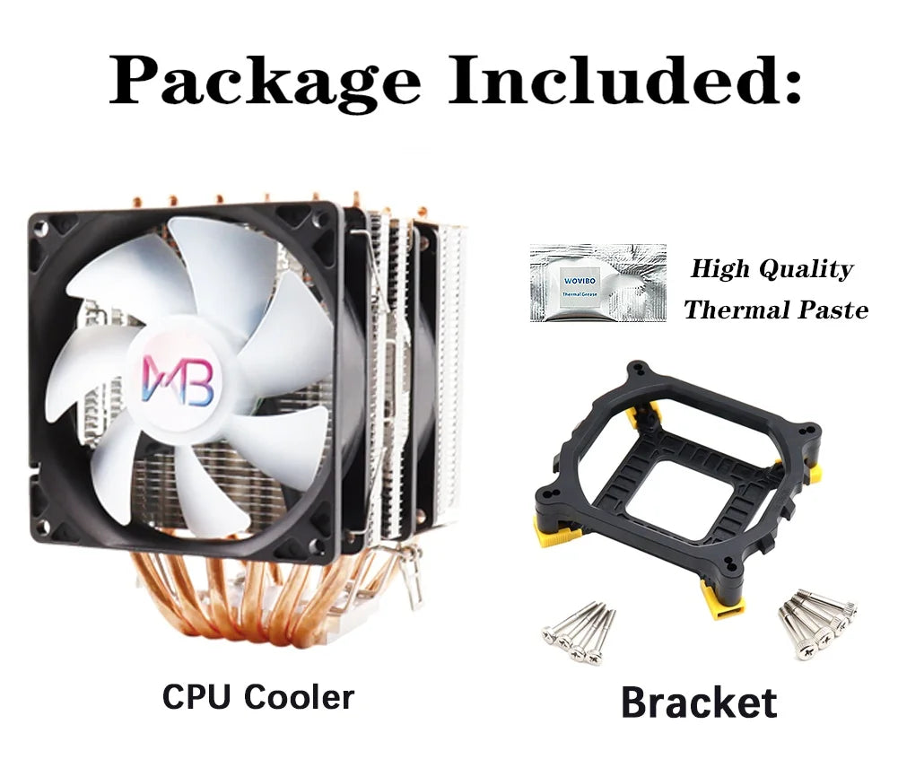 Кулер для процессор 6 трубок радиатор PWM 4PIN 160W для Intel LGA 1150/1151/1155/1200/1700/2011/X79/X99 AM4/AM5
