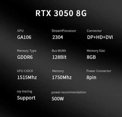 VEINEDA RTX3050 8GB GDDR6 128bit Computer Graphics Card  RTX 3050 8GB Gaming PC rtx 3070 DP*HDMI -compatible placa de video