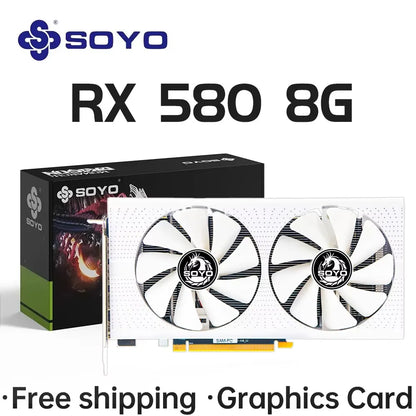 SOYO AMD Radeon RX580 8G Graphics Card GDDR5 Video Card HDMI DP DVI PCIE3.0x16 Gaming GPU RX 580 Cards Computer components