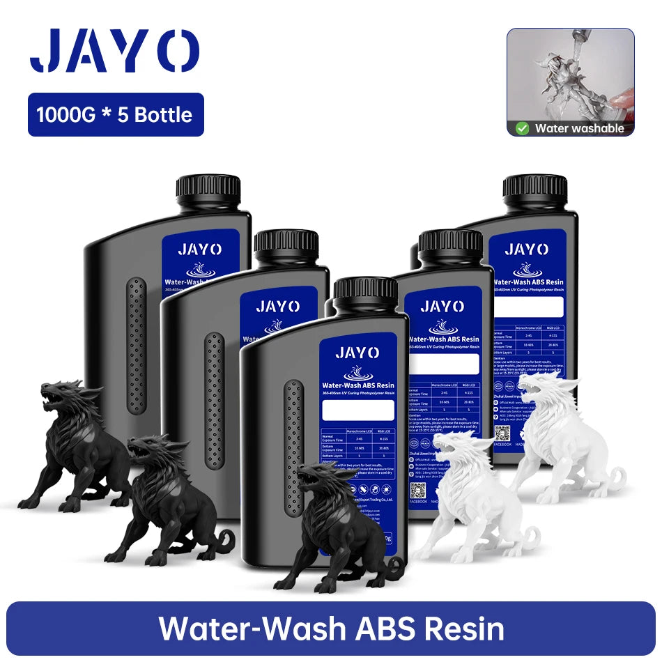 JAYO Water Washable Resin For 3D Printer 405nm UV Resin Water-Wash 3D Printer Resin For DLP LCD Printer 3D Printing Material