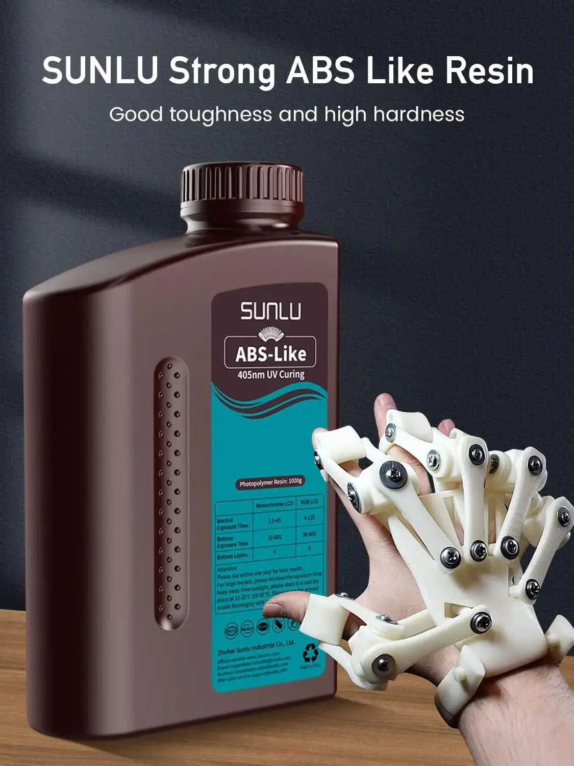 SUNLU 5KG ABS Like Resin 1000G/Bottle 405nm UV Curing Photopolymer Rapid 3D Resin for 2K 4K 6K 8K LCD/DLP/SLA 3D Printers