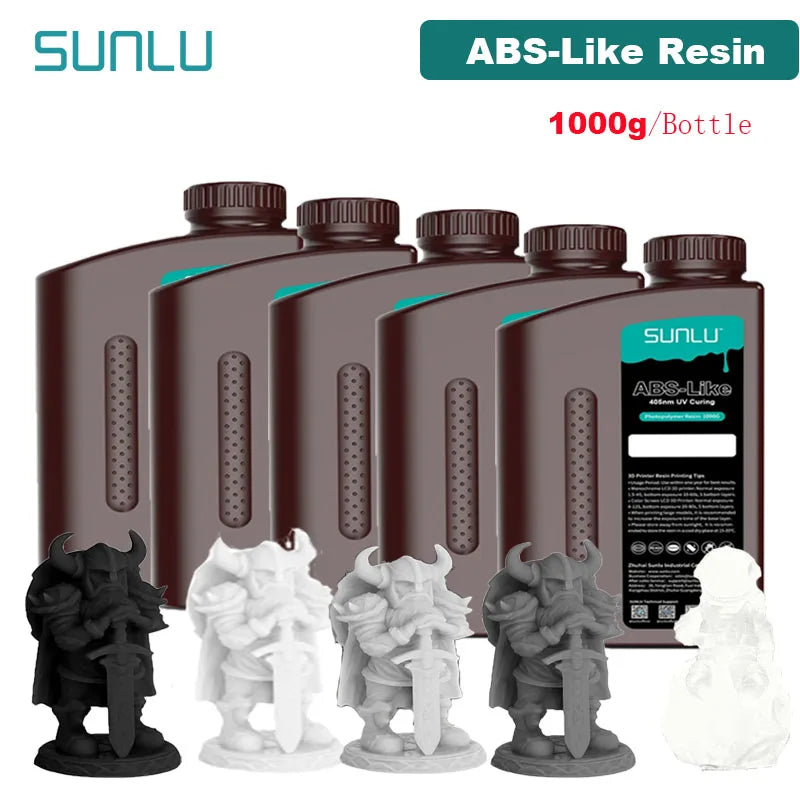 SUNLU 5KG ABS Like Resin 1000G/Bottle 405nm UV Curing Photopolymer Rapid 3D Resin for 2K 4K 6K 8K LCD/DLP/SLA 3D Printers