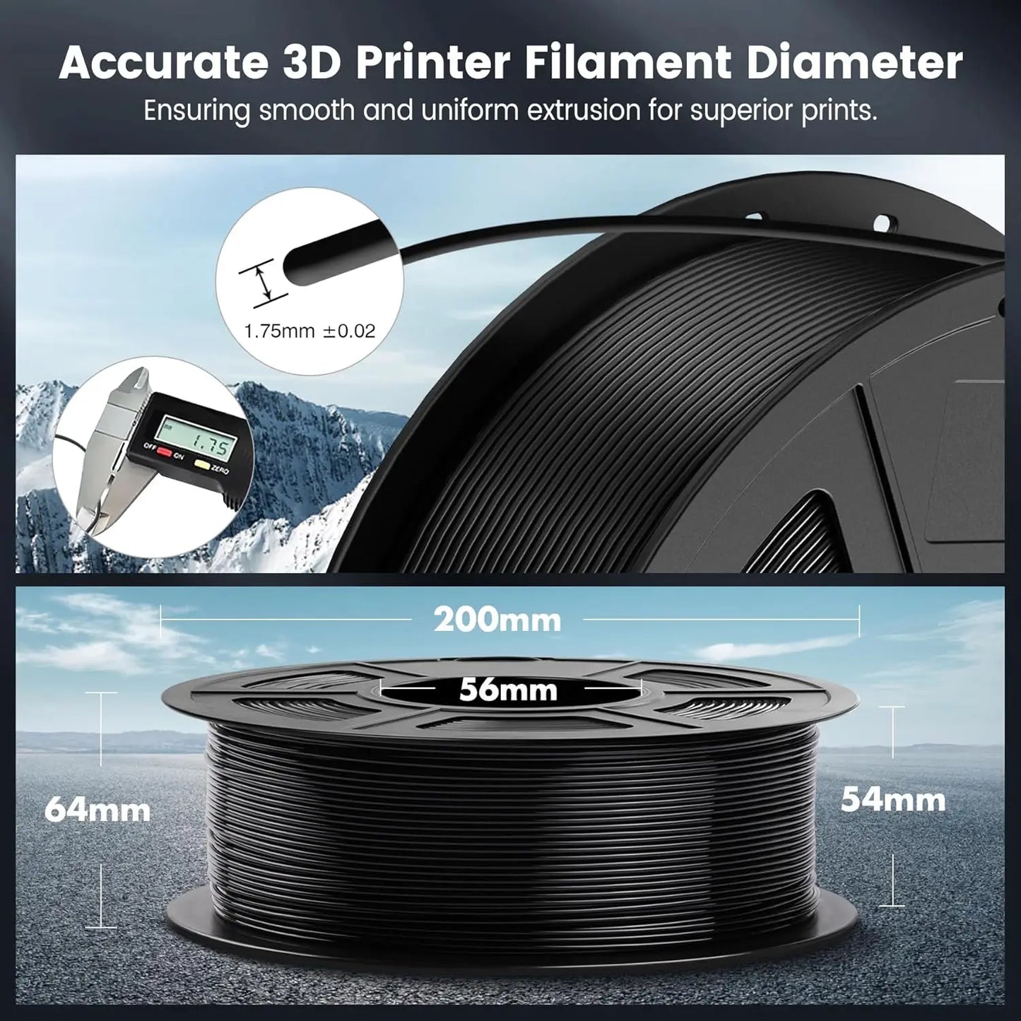 SUNLU Mix-Color 2Roll PLA/PLA Matte/Clear Filament 1.75mm 1kg Spool (2.2lbs) Neatly Wound Filament Fit Most FDM Printer