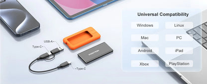 Kootion X1Max Portable SSD 2000MB/s 2TB 1TB 512GB USB3.2 Gen 2x2 External Solid State Drive PSSD for PC PS5 PS4 Laptop Desktop