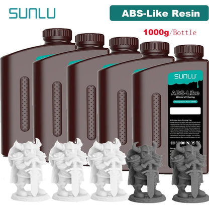 SUNLU 5KG ABS Like Resin 1000G/Bottle 405nm UV Curing Photopolymer Rapid 3D Resin for 2K 4K 6K 8K LCD/DLP/SLA 3D Printers
