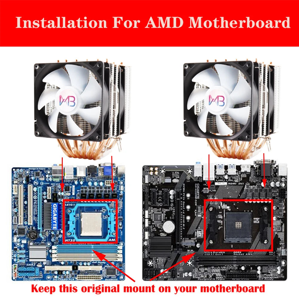 Кулер для процессор 6 трубок радиатор PWM 4PIN 160W для Intel LGA 1150/1151/1155/1200/1700/2011/X79/X99 AM4/AM5