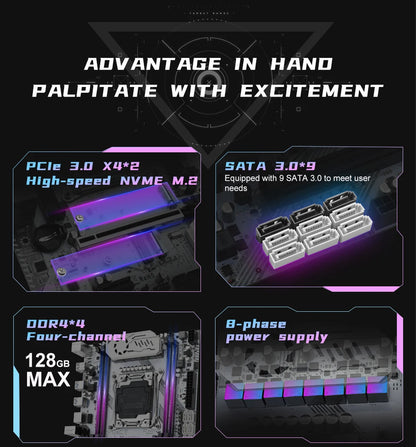 MACHINIST X99 K9 Motherboard C612 Chip Supports TPM 2.0 LGA 2011-3 CPU Four Channel DDR4 RAM PCIE3.0 USB3.0 for Desktop Host