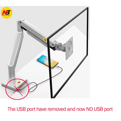 NB G40 22-40 inch Monitor Screen Desktop mount gas spring arm computer Holder 360 Rotate 3-15kgs with USB 3.0 Port clamp grommet