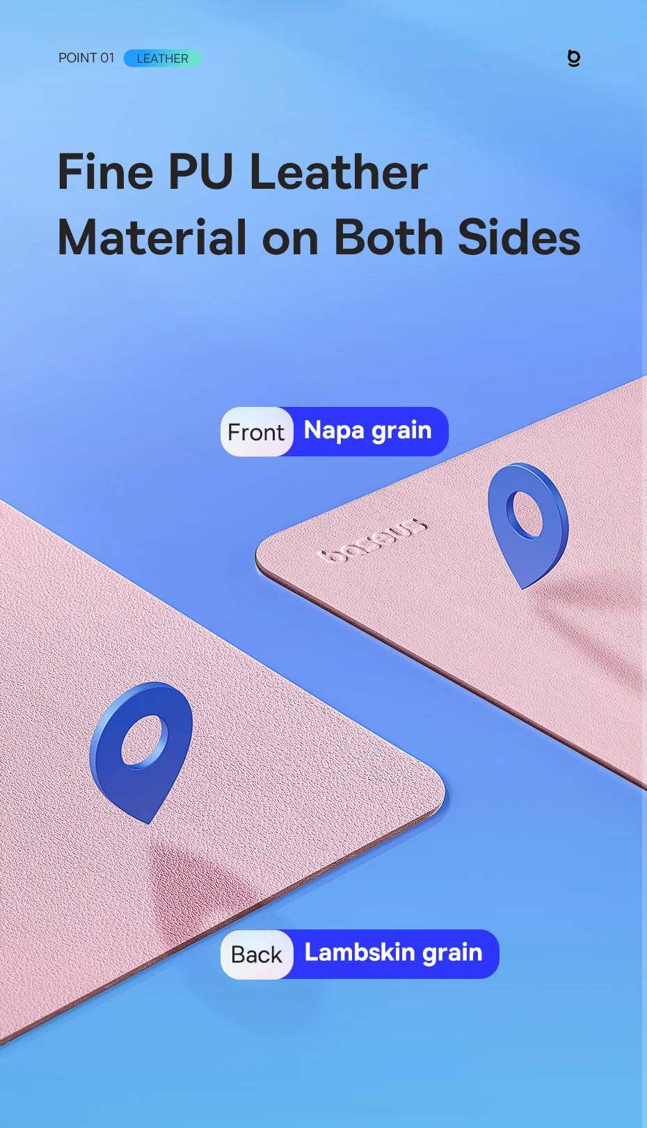Baseus Mouse Pad PU Leather 26*21cm Waterproof Mousepad Non-Slip Desk Mat PC Gamer Desktop Computer Accessories Mice Mouse Pads