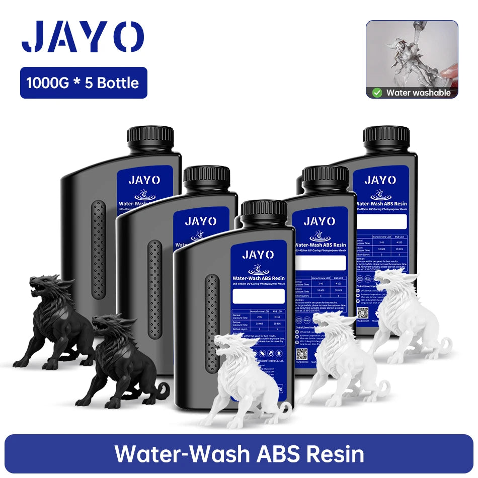 JAYO Water Washable Resin For 3D Printer 405nm UV Resin Water-Wash 3D Printer Resin For DLP LCD Printer 3D Printing Material