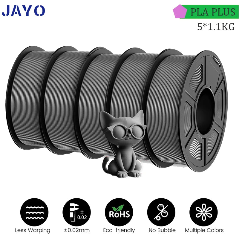 JAYO 5Rolls PLA/PLA Plus/petg/ABS/TPU/PLA meta/PLAYG/HS-PLA 3D Printer Filament 1.75mm FDM 3D Printer Materials for 3D Printer