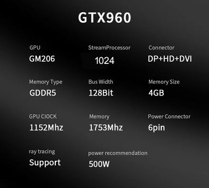 Veineda Video Card GTX 960  4GB 128Bit GDDR5  placa de video Graphics Cards placa grafica GTX960 display carddeo Card