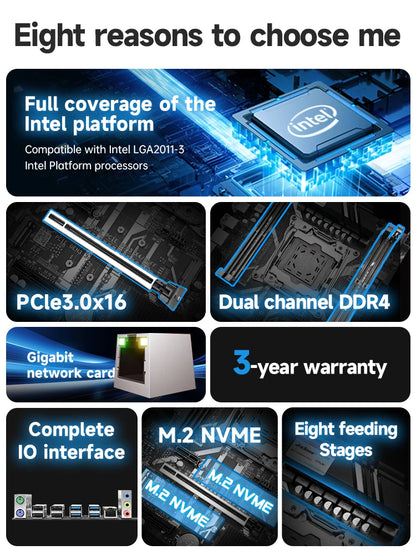 JIESHUO NEW X99 Gaming Motherboard USB3.0 Dual Channel DDR4 Memory PCIEx16 LGA2011-3 Support M.2 NVME for Computer Components
