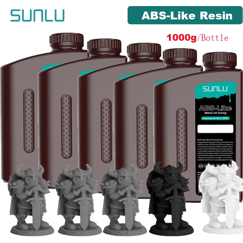 SUNLU 5KG ABS Like Resin 1000G/Bottle 405nm UV Curing Photopolymer Rapid 3D Resin for 2K 4K 6K 8K LCD/DLP/SLA 3D Printers