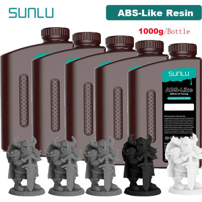 SUNLU 5KG ABS Like Resin 1000G/Bottle 405nm UV Curing Photopolymer Rapid 3D Resin for 2K 4K 6K 8K LCD/DLP/SLA 3D Printers